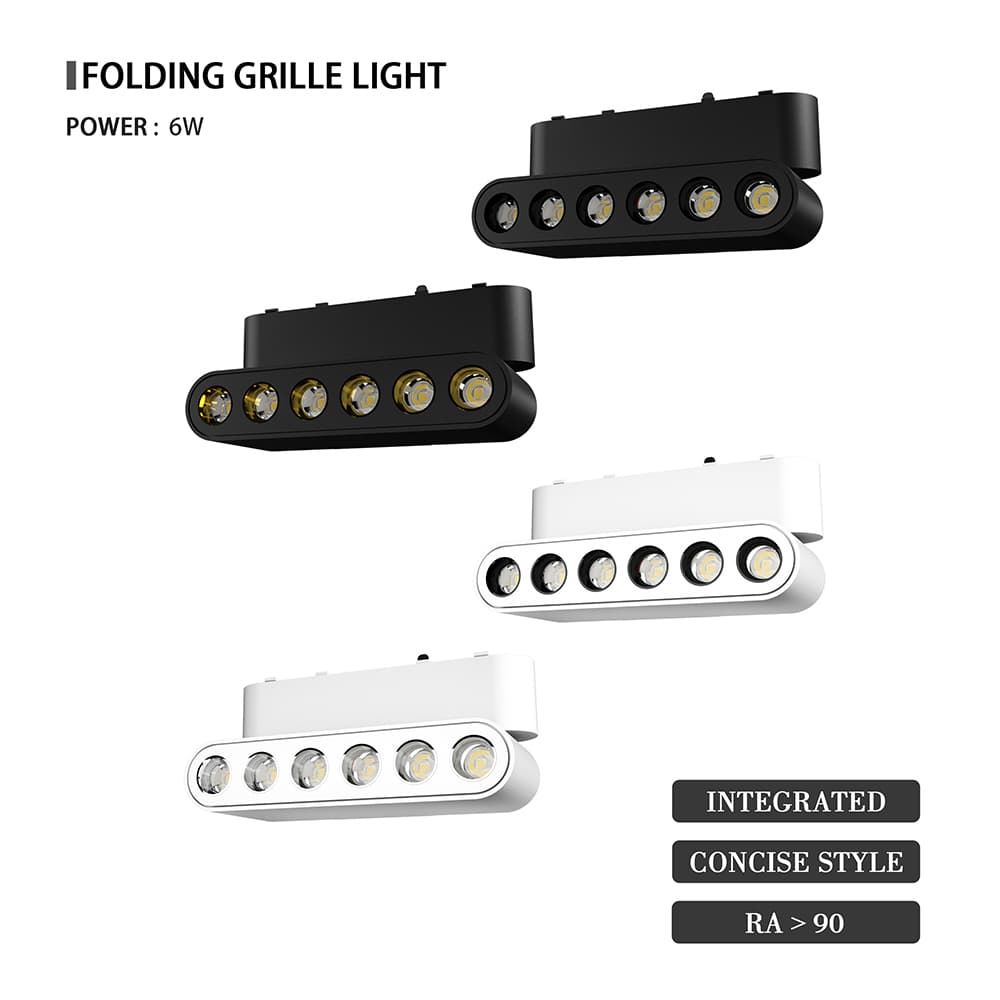 Magnetic track folding grille light