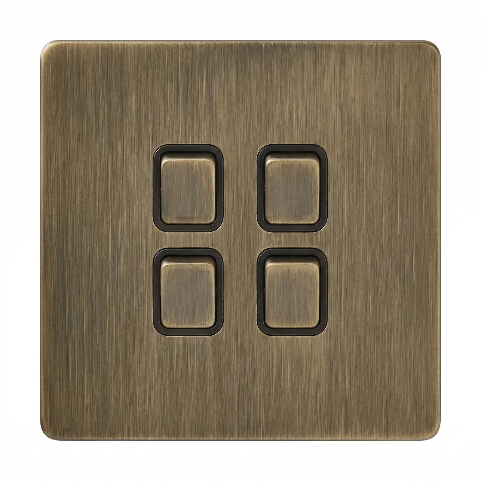 Rocker Switch 4-gang — Geborsteld brons