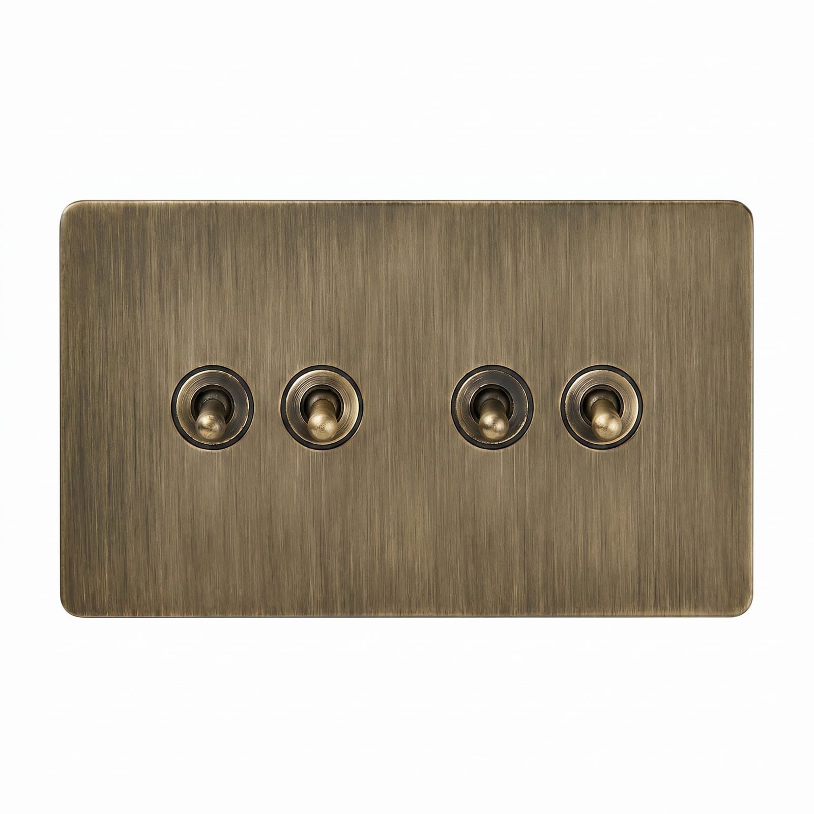 Toggle Switch 4-gang wide (146 mm) — Geborsteld brons