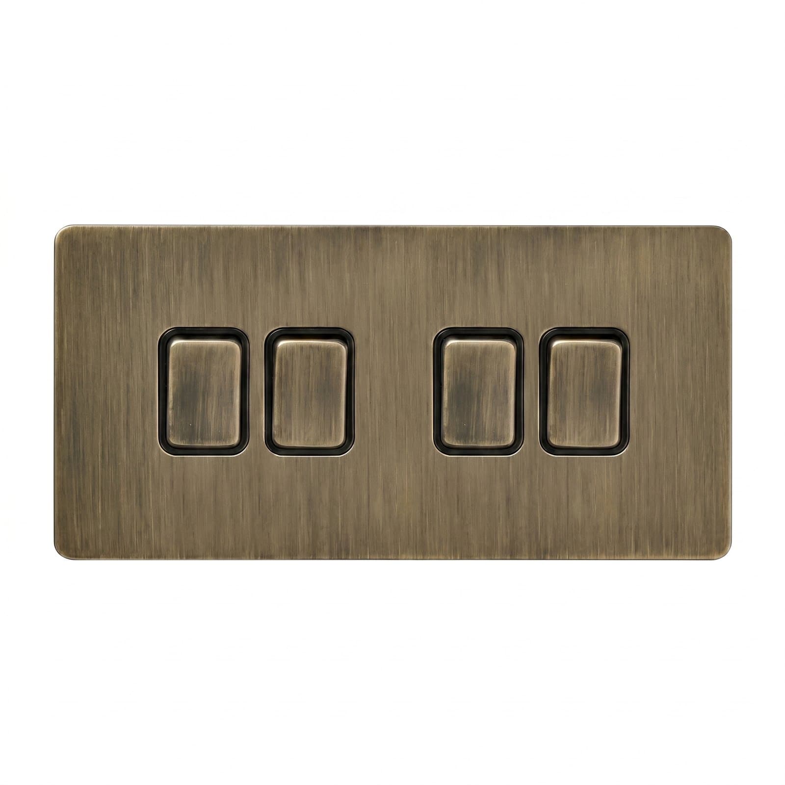 Rocker Switch 4-gang wide (146 mm) — Geborsteld brons