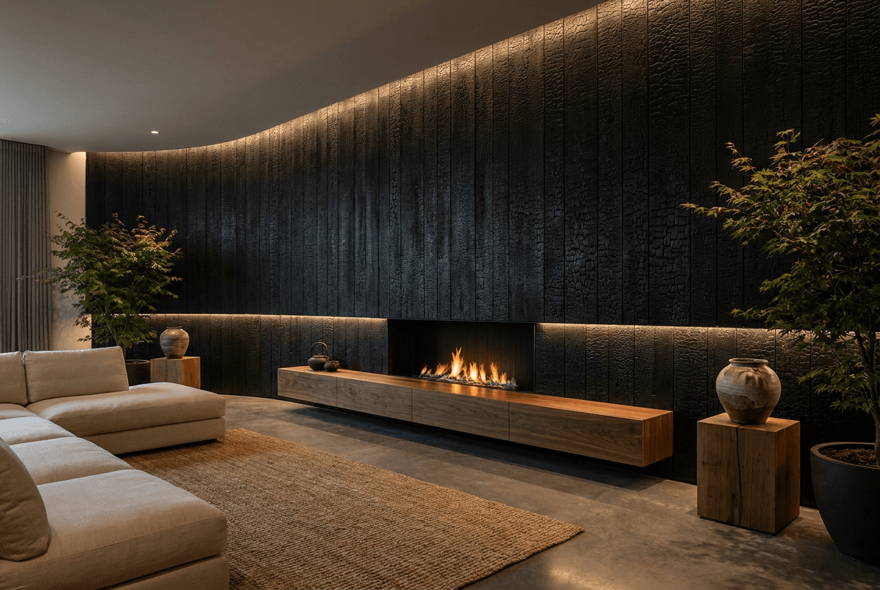 Coarse Charcoal Burnt Wood Board