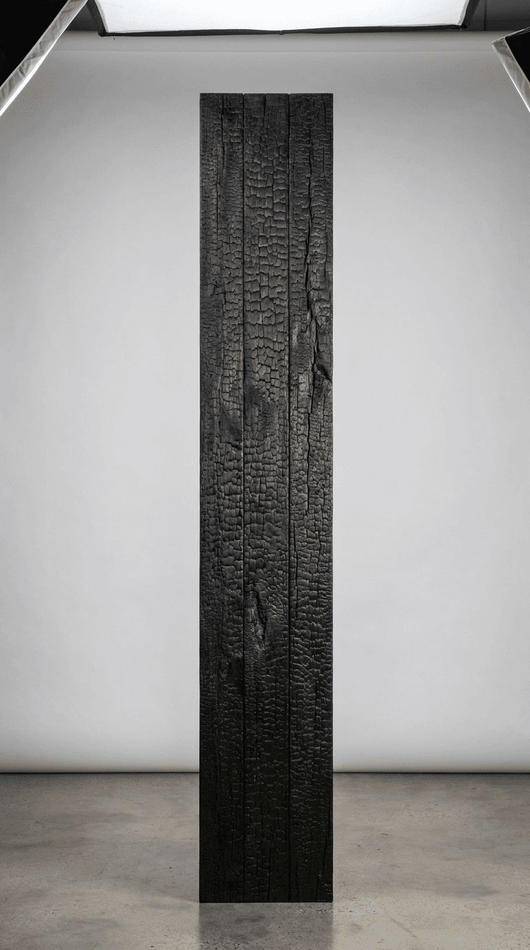 Coarse Charcoal Burnt Wood Board — Dark Grey
