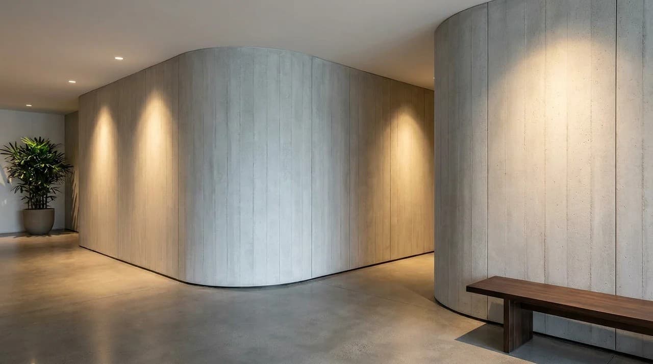Square Line Stone – Curved walls and columns