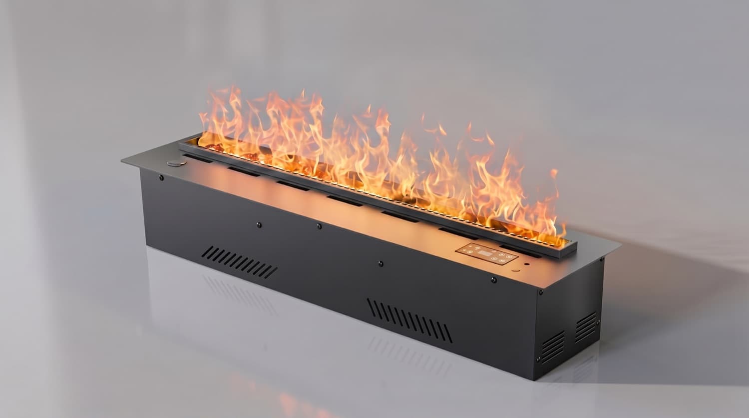 Water Vapour Fireplace 2000 mm — matt black — Matt black