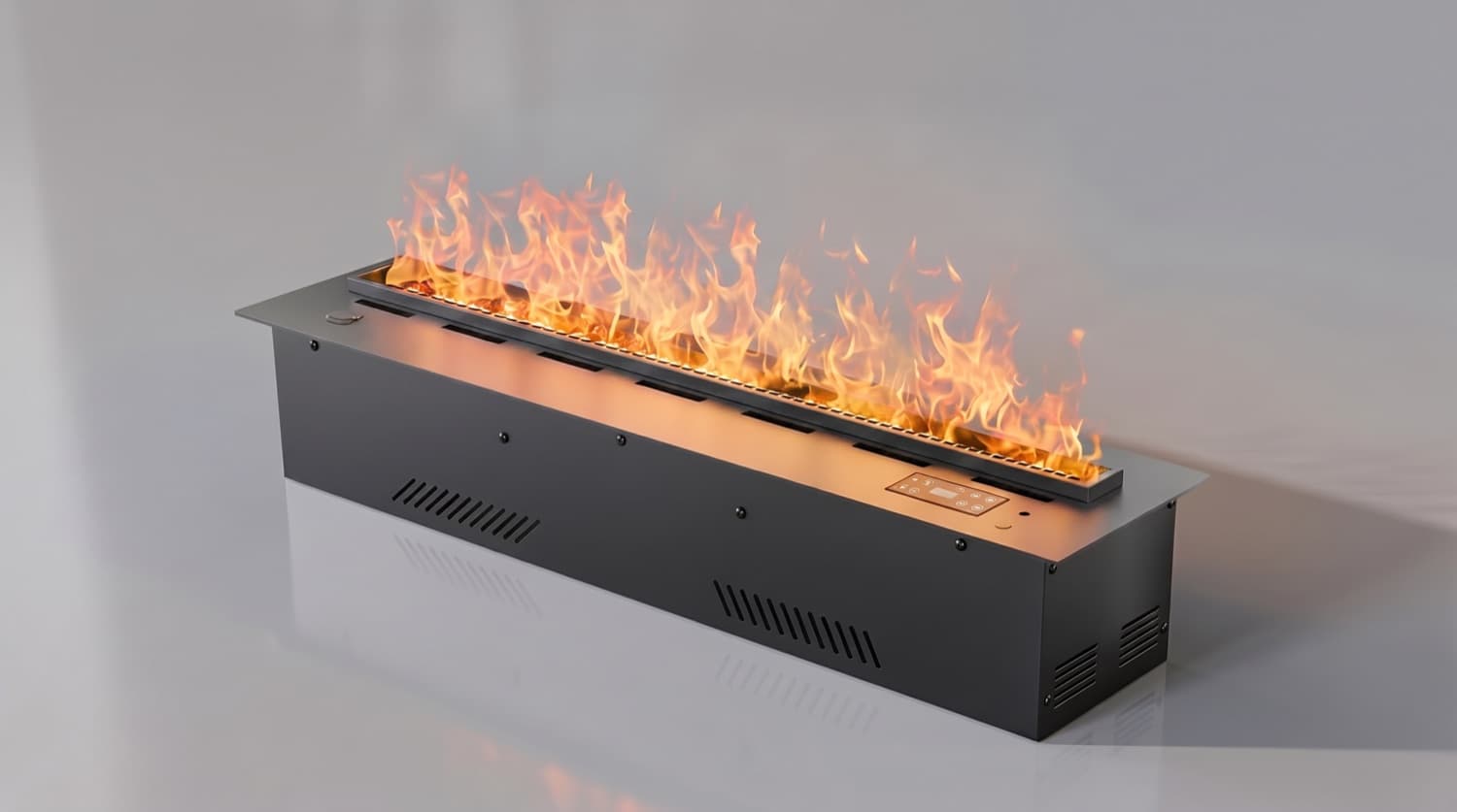 Water Vapour Fireplace 2500 mm — matt black