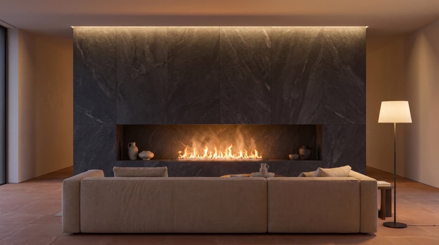Water Vapour Fireplace 1000 mm — matt black