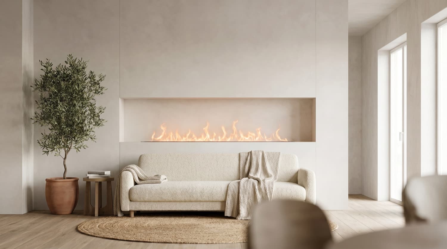 Water Vapour Fireplace 1800 mm — matt black
