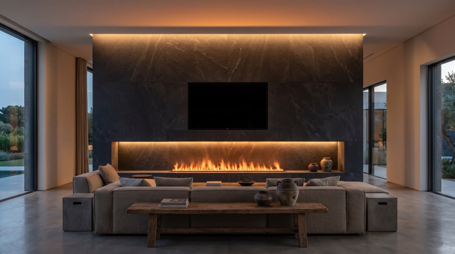 Water Vapour Fireplace 2000 mm — matt black