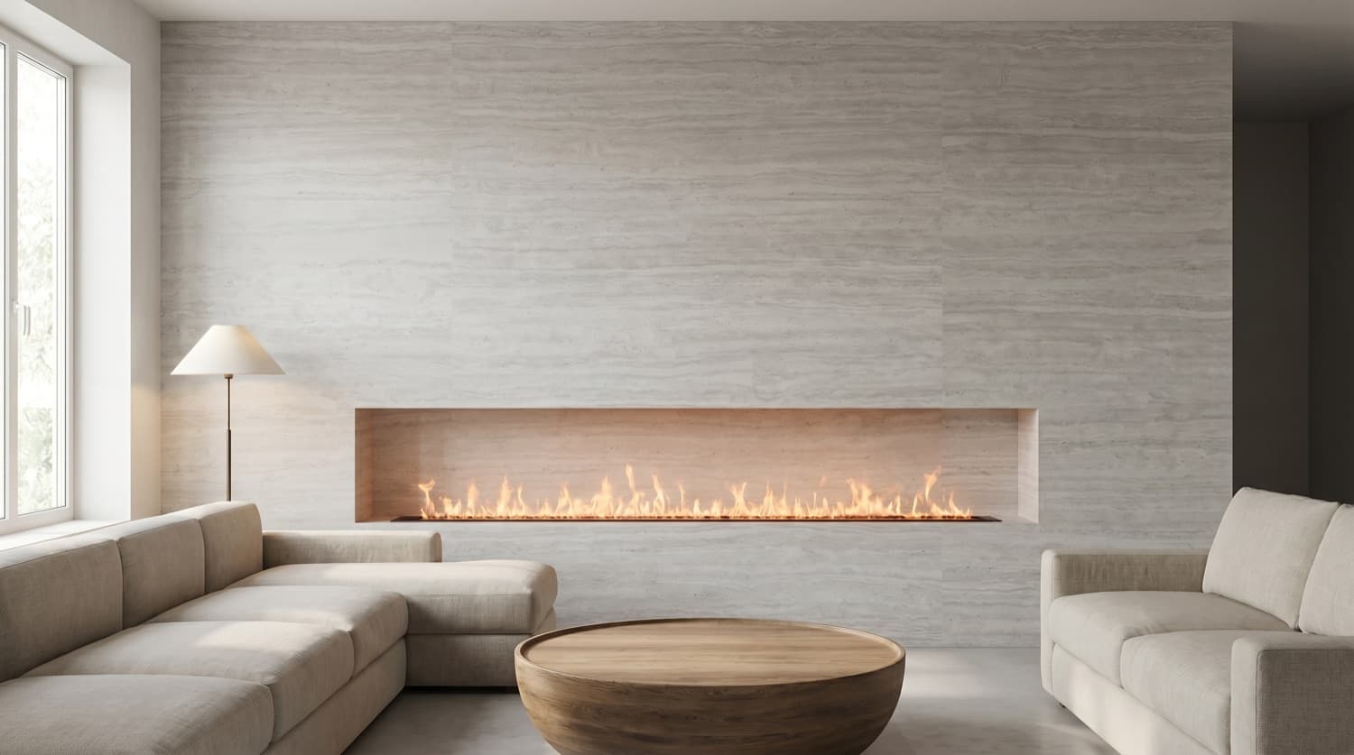 Water Vapour Fireplace 2500 mm — matt black